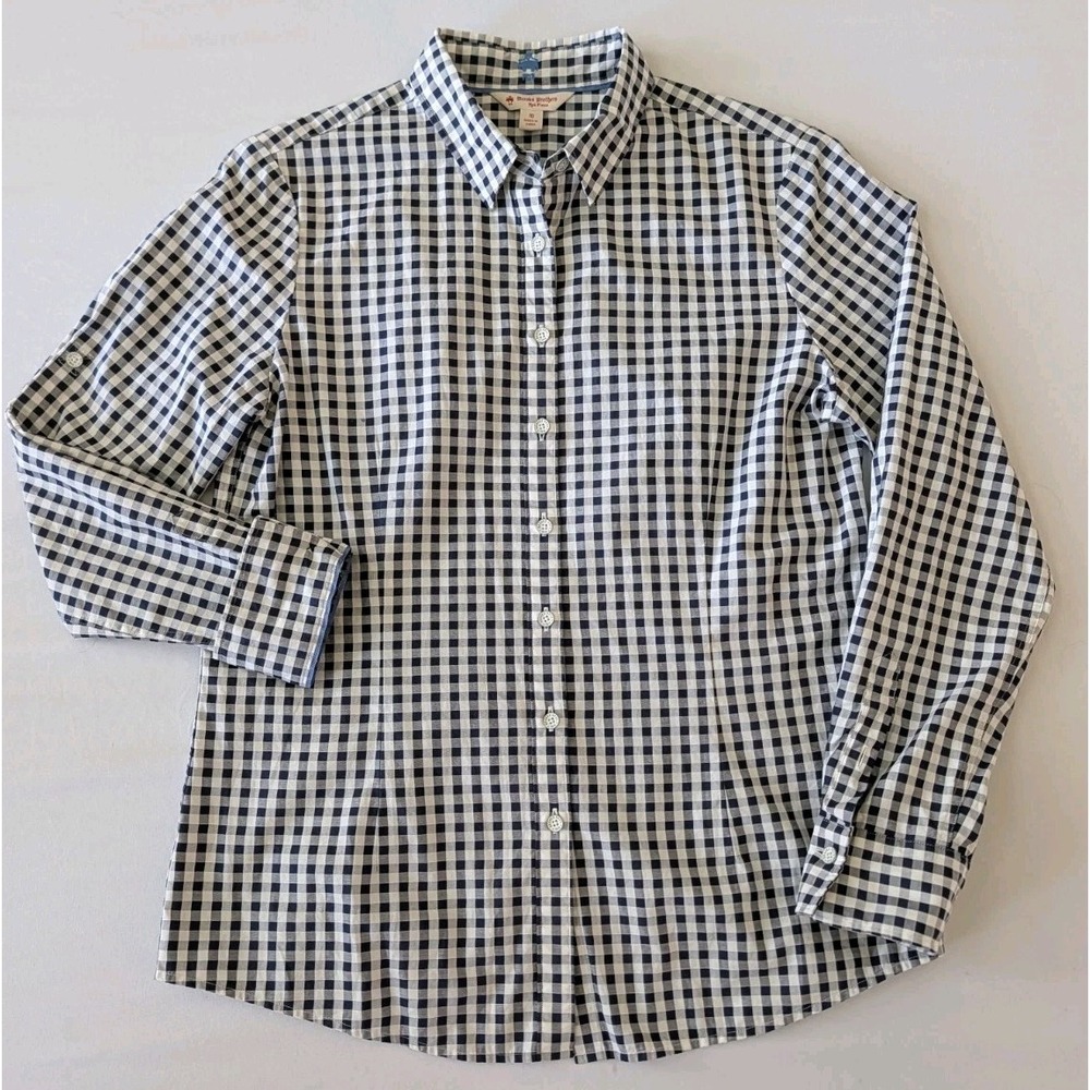 Brooks Brothers Red Fleece L/S Button Up Shirt Women's 10 Black Gingham